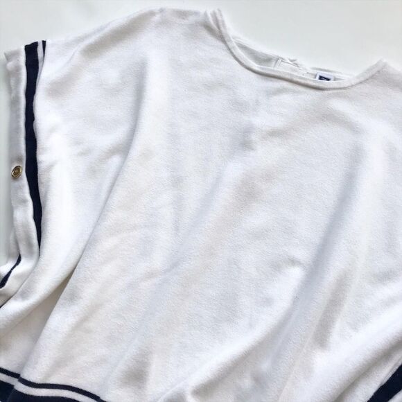 Janie & Jack white/navy knit poncho EUC 5-6Y - Picture 2 of 2